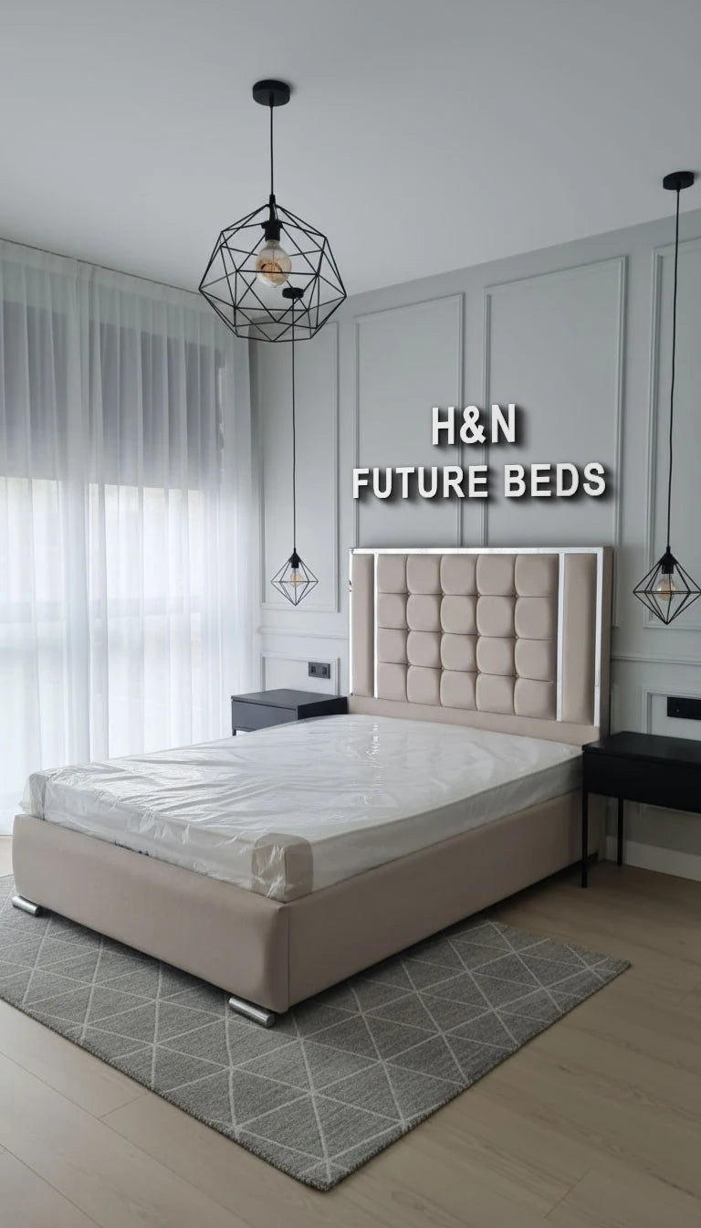 Bryce Multi Cube Bed Frame With Silver Strip | Different Storage Option Available