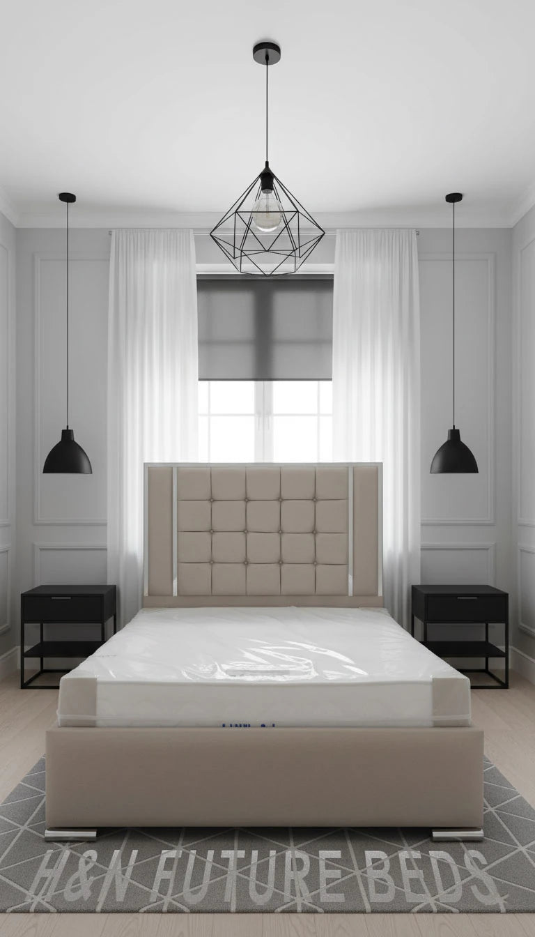 Bryce Multi Cube Bed Frame With Silver Strip | Different Storage Option Available