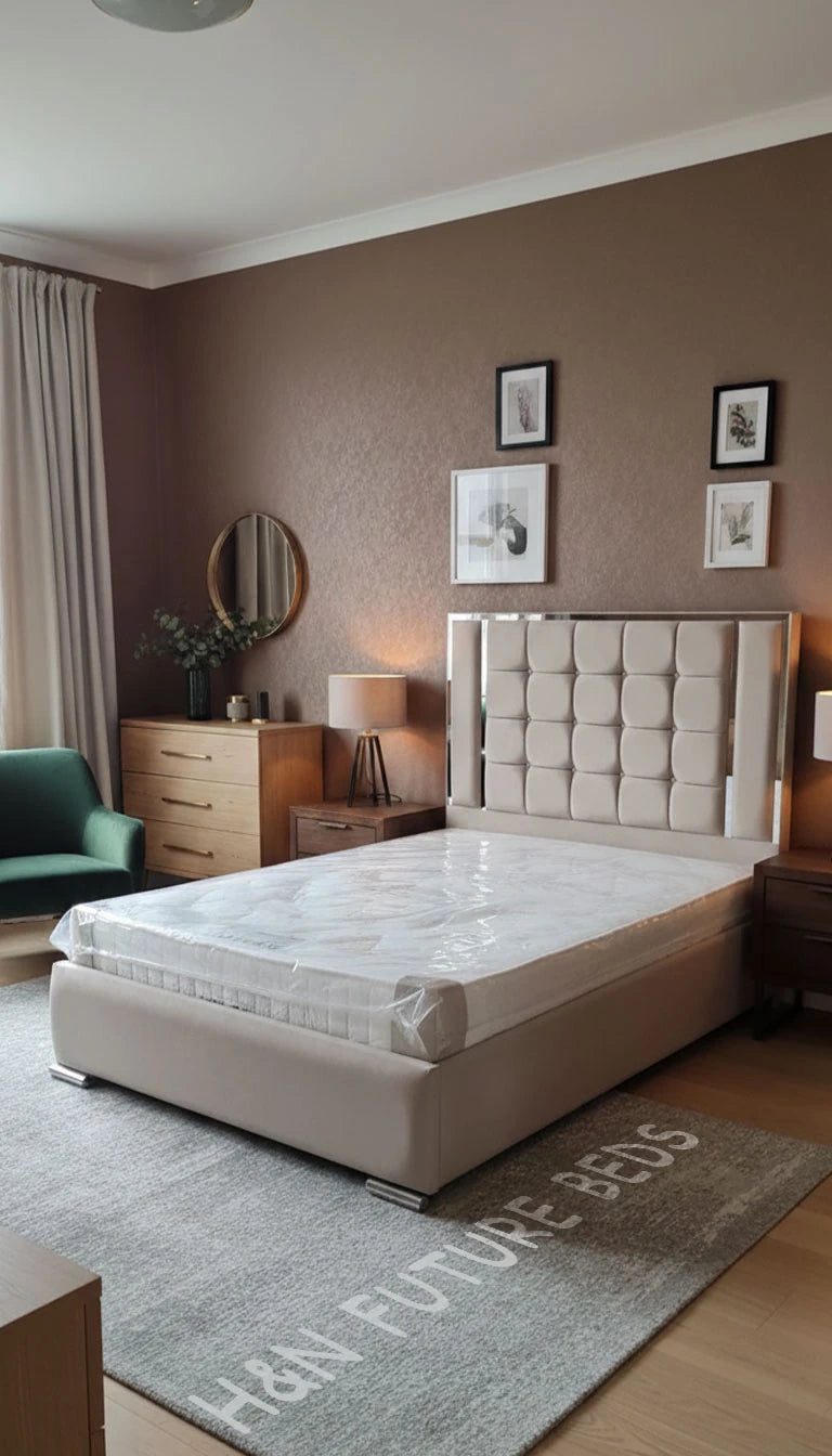 Bryce Multi Cube Bed Frame With Silver Strip | Different Storage Option Available