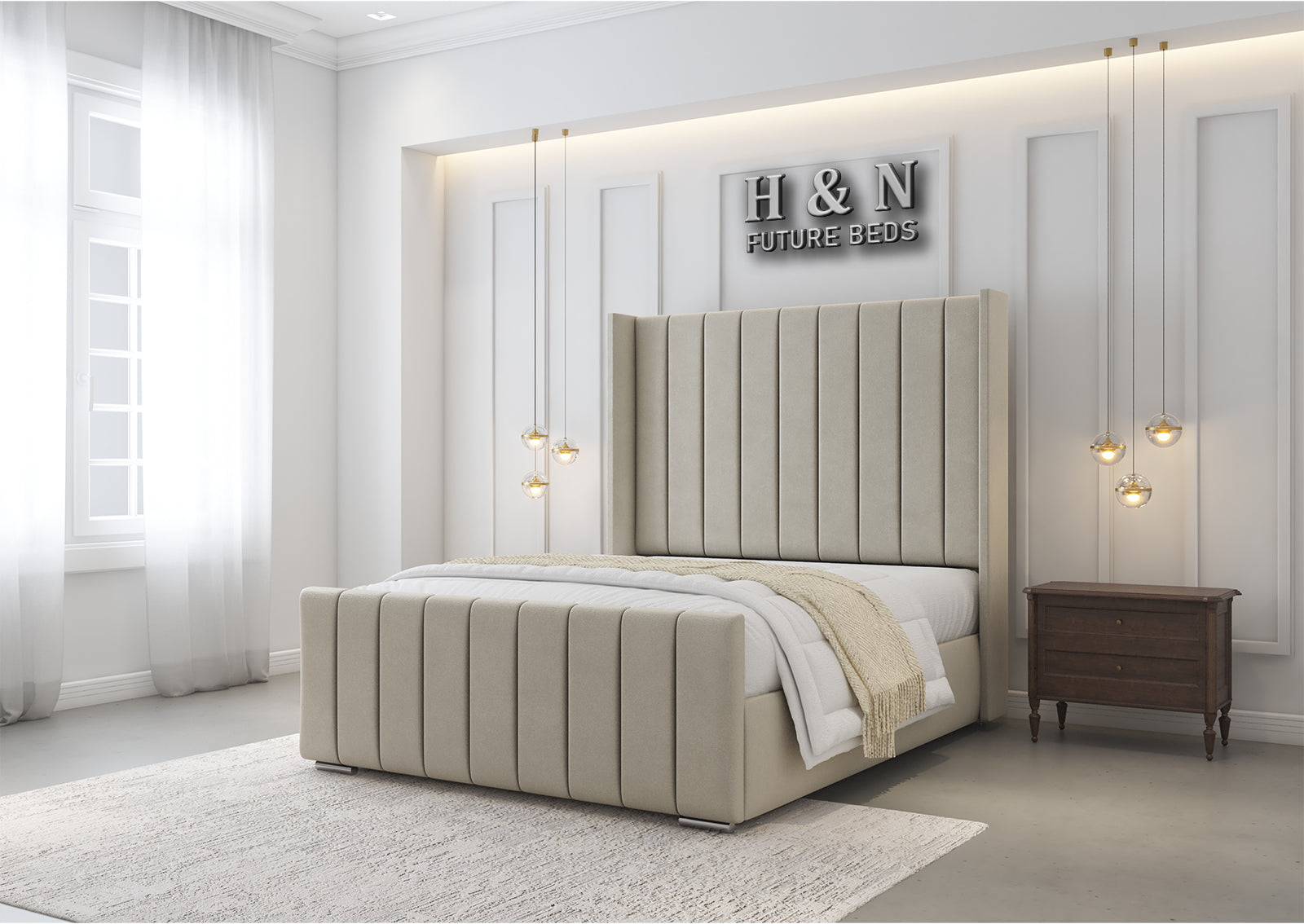 Valen Wingback Bed Frame | Storage Option Available