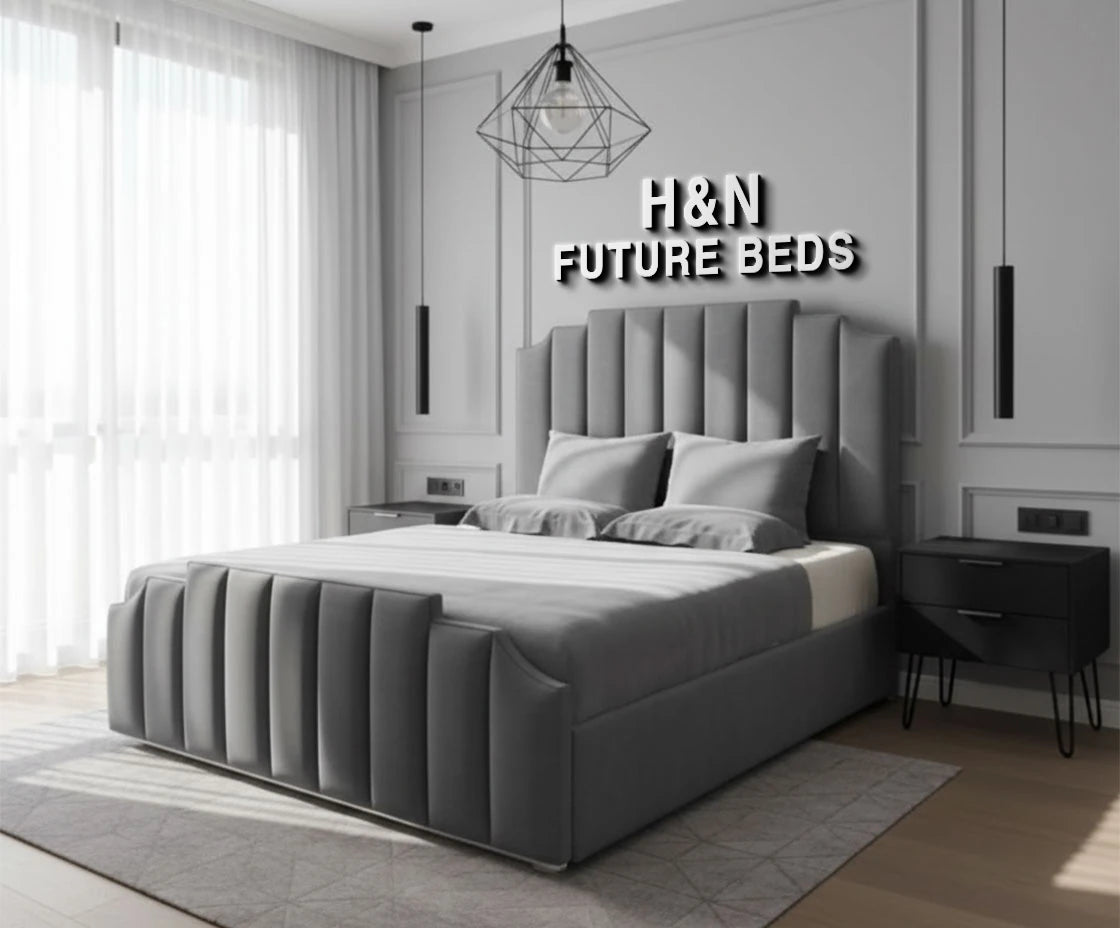 Lily Crown Panelled Bed Frame | Different Storage Option Available