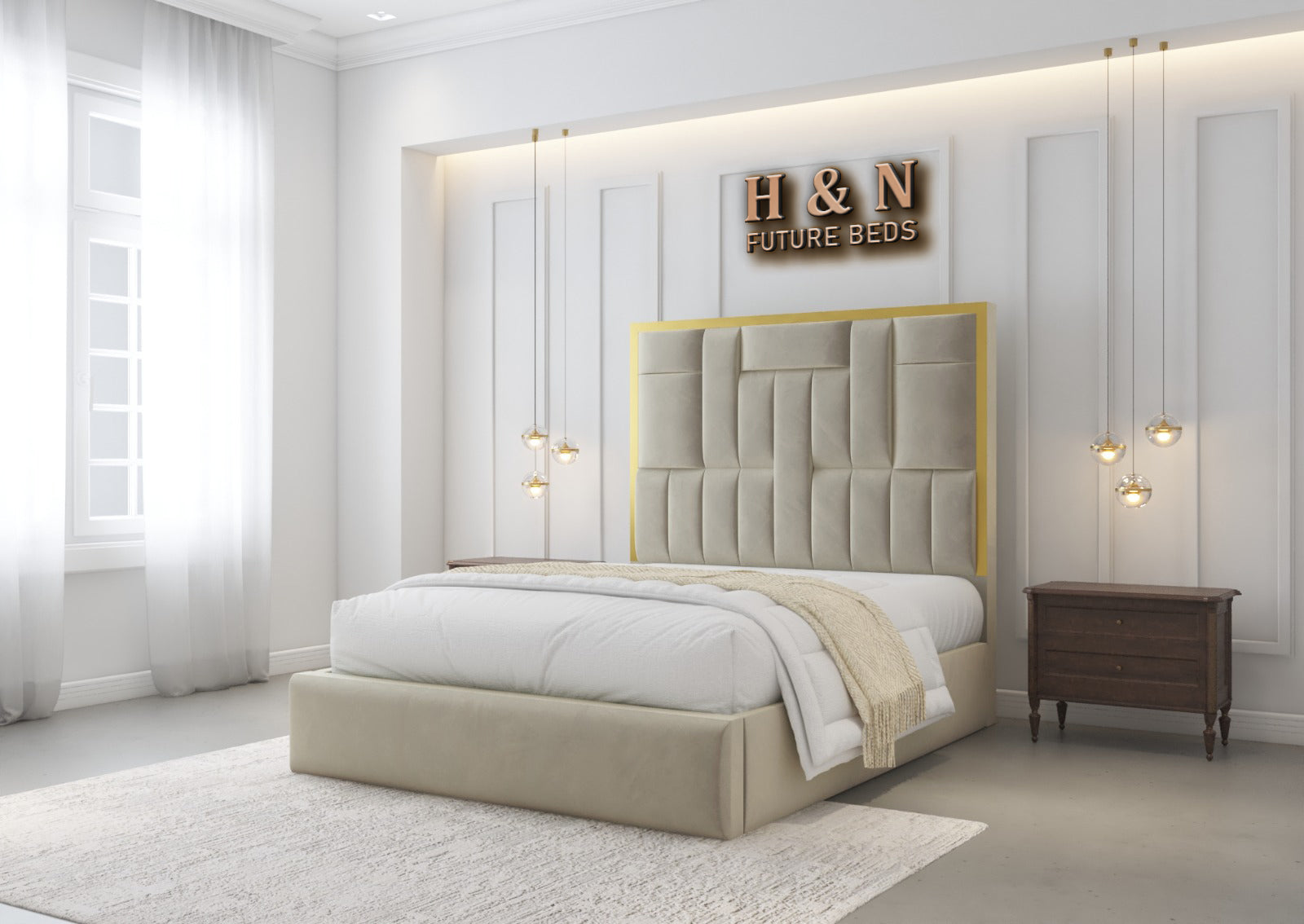 Austin Golden Strip Bed Frame | Storage Option Available