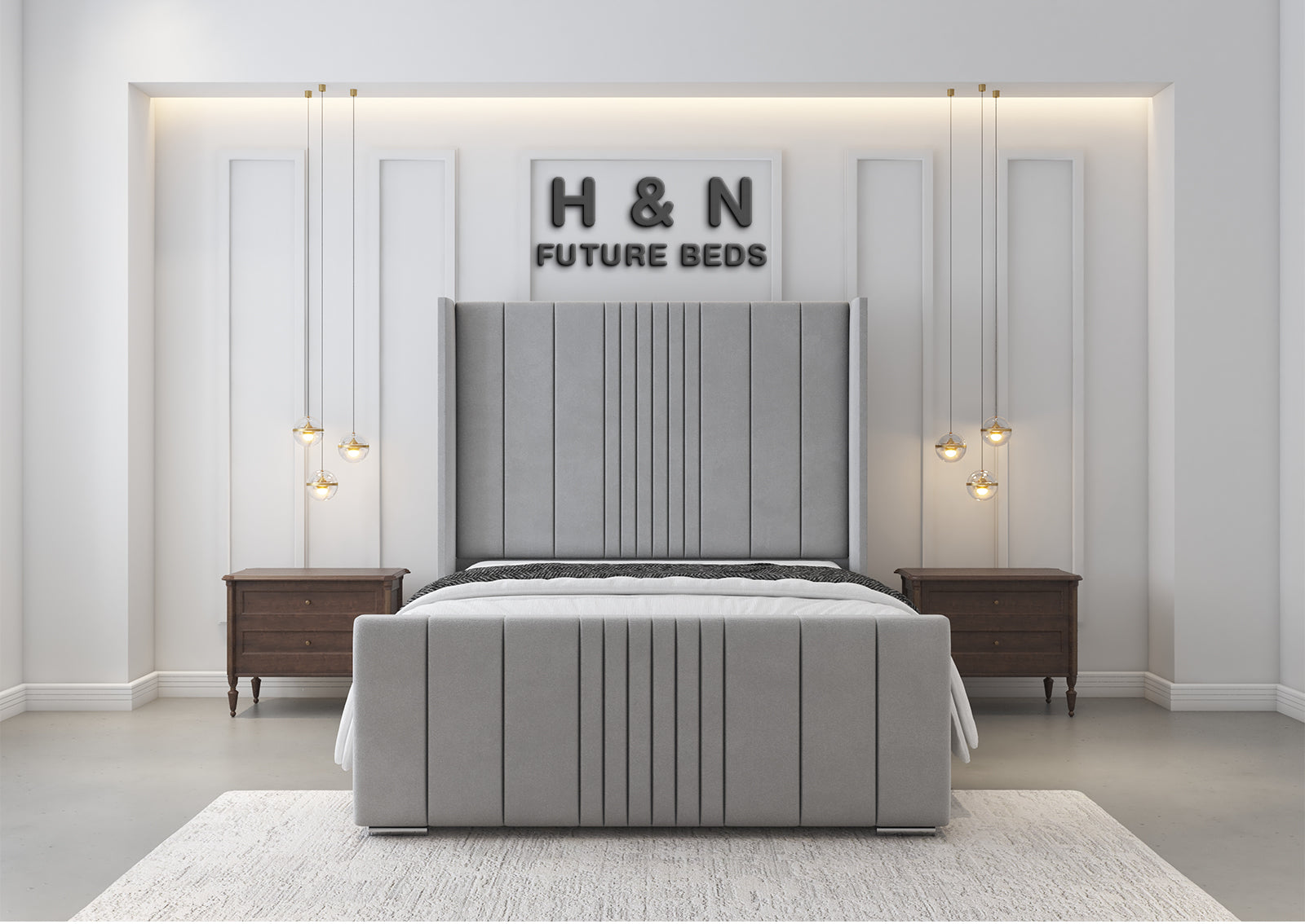 Skyler Winged Line Bed Frame | Storage Option Available