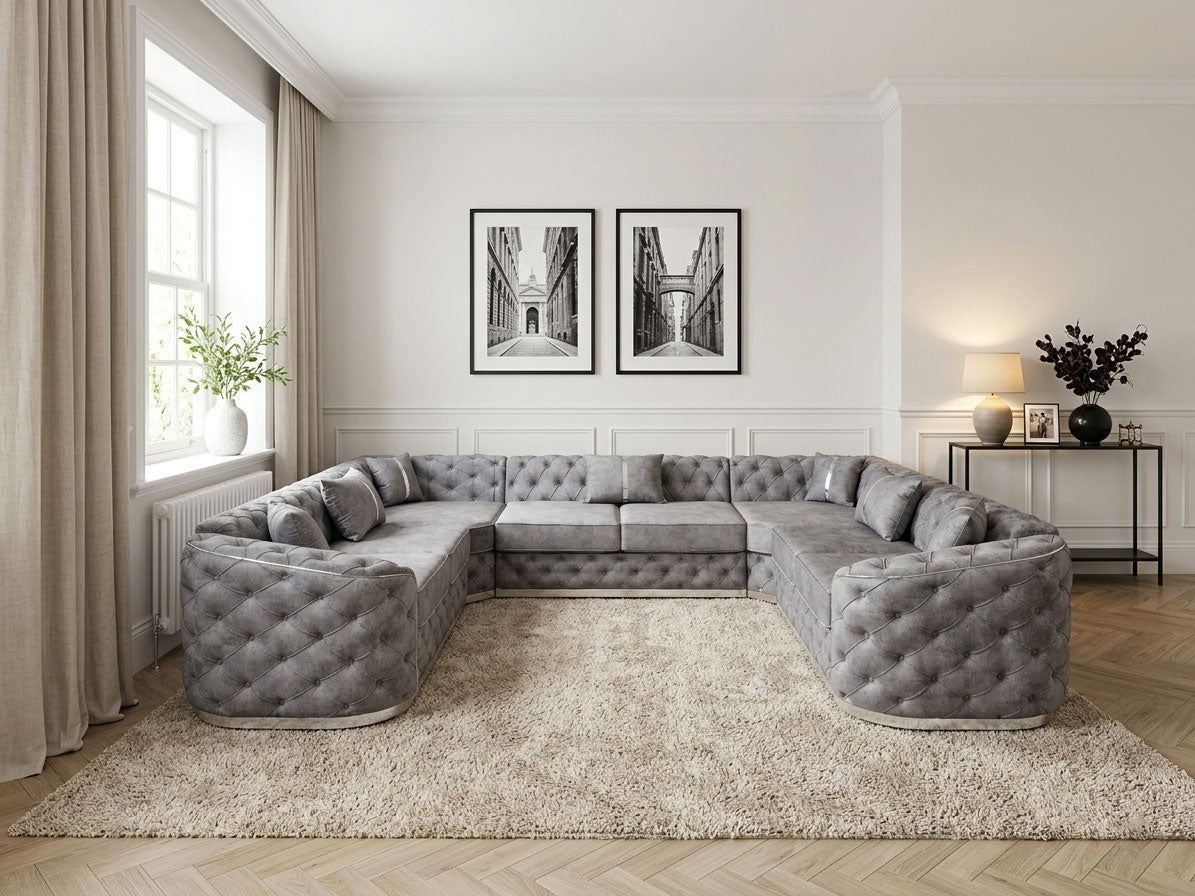 U-Shaped Chesterfield Sectional Sofa