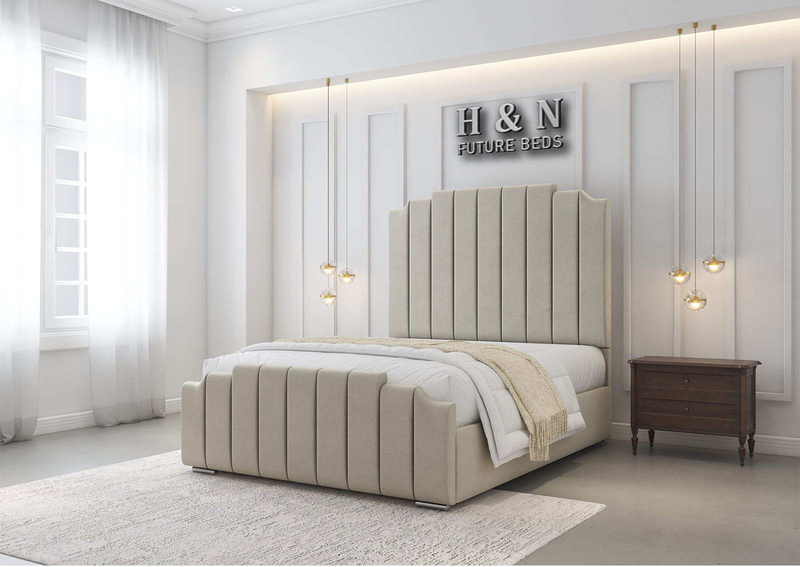 Allura Art Deco Style Bed Frame | Storage Option Available