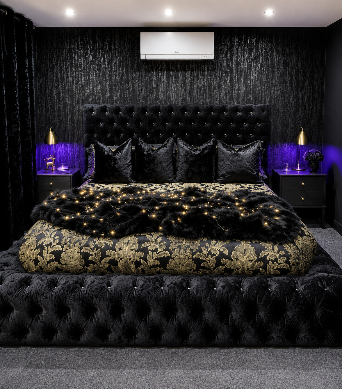 Luxury Black Crush Velvet Ambassador Bed Frame