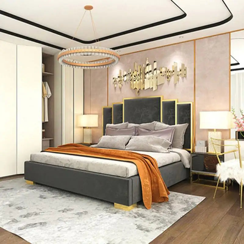 Clara Golden Strip Art Deco Style Bed Frame - HN Future Beds