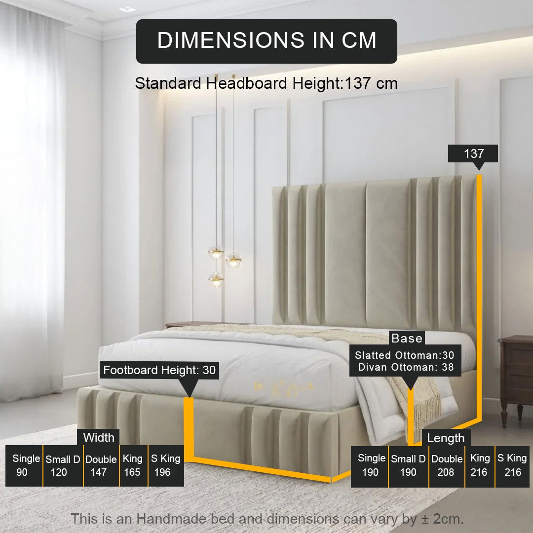 Kiara Multi Lined Bed Frame | Storage Options Available