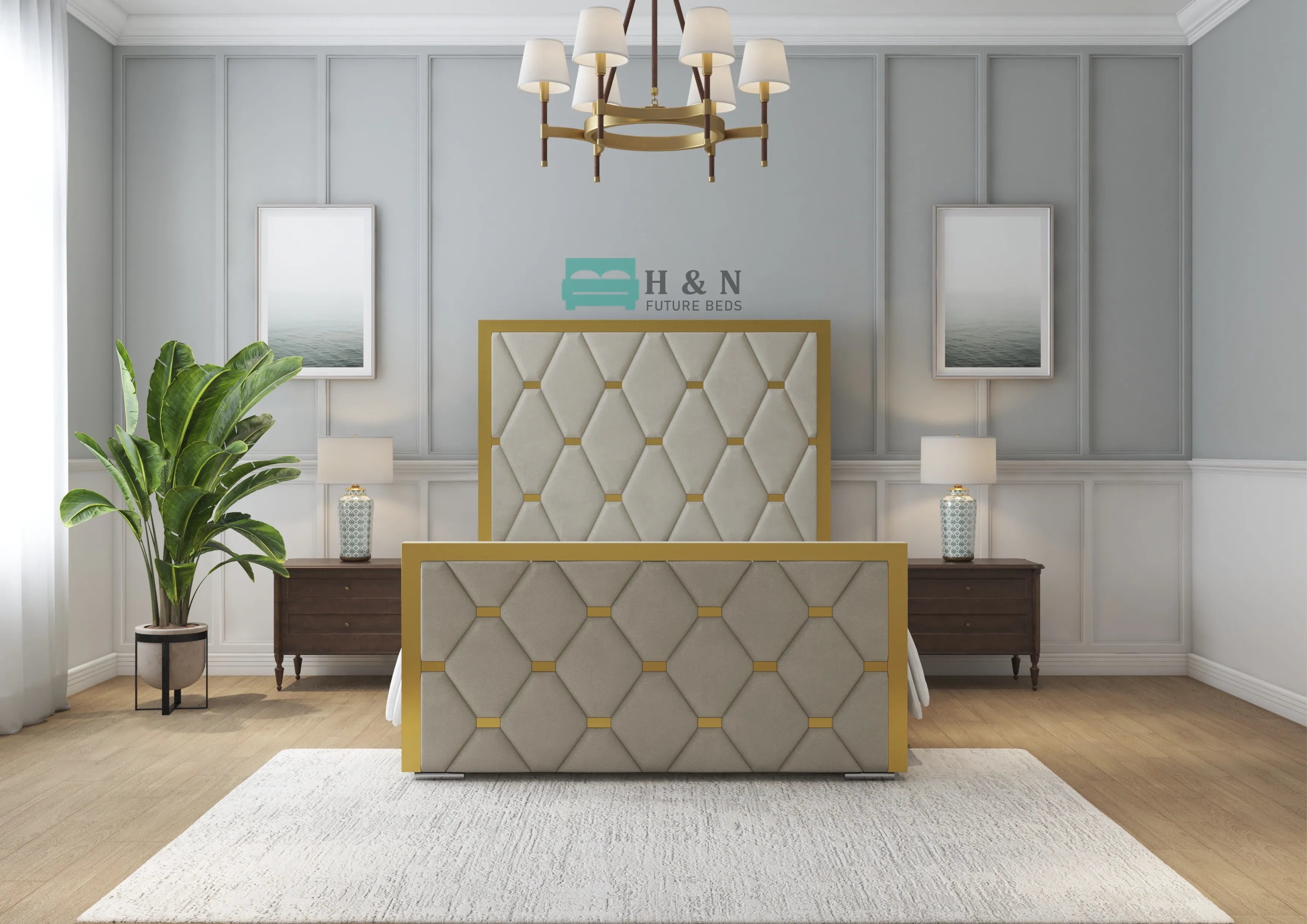 Hilton Gold Strip Bed Frame - HN Future Beds