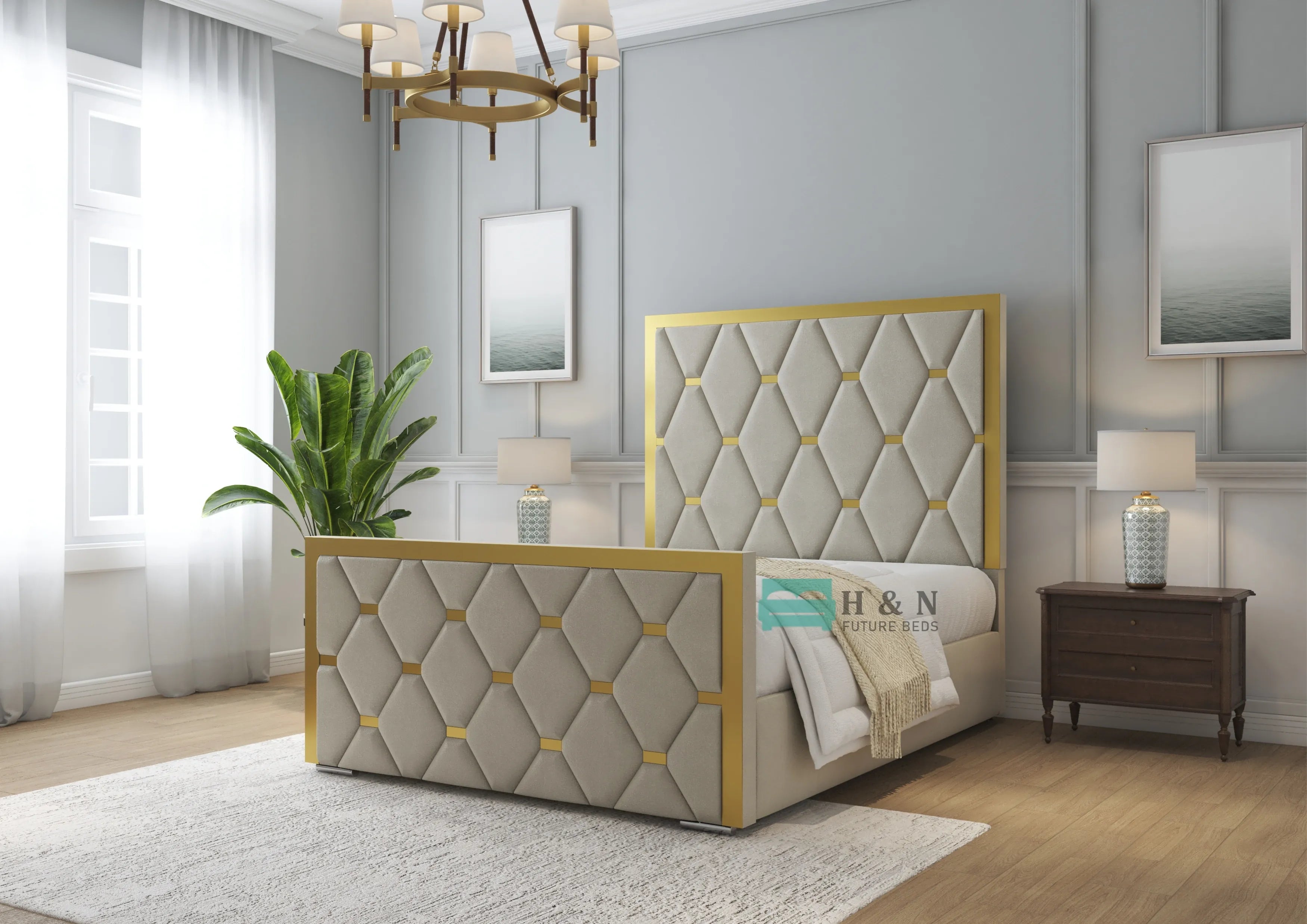 Hilton Gold Strip Bed Frame- HN Future Beds