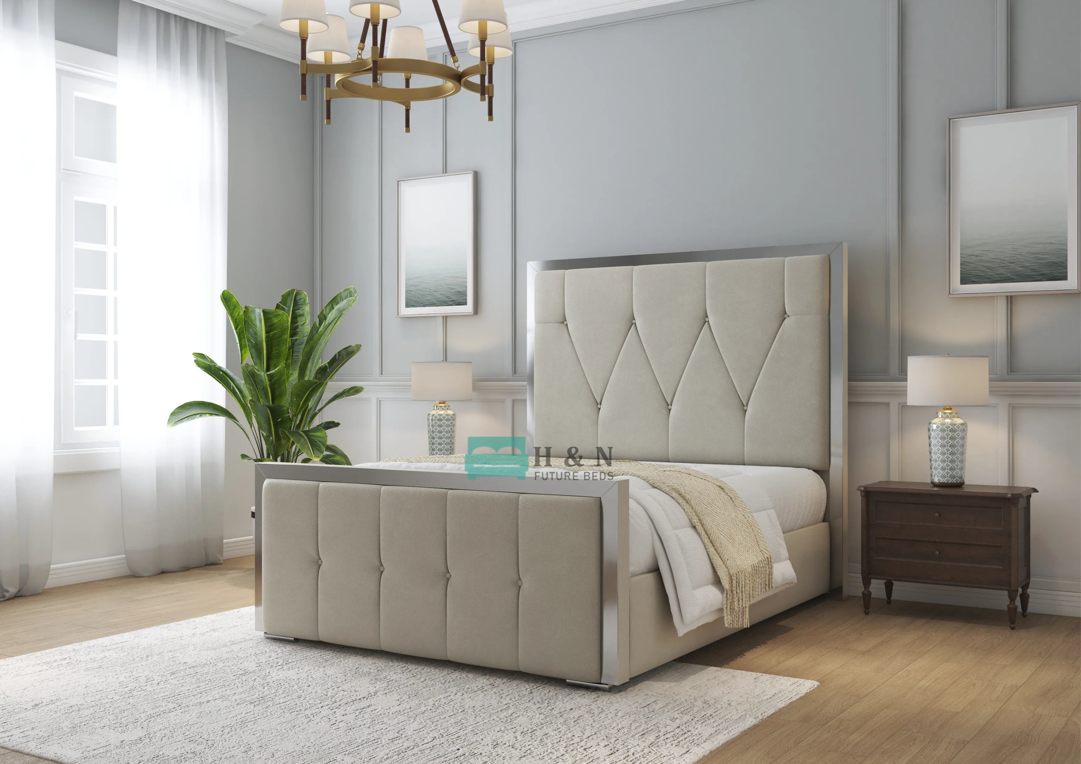 Brooklyn Silver Strip Bed Frame - HN Future Beds