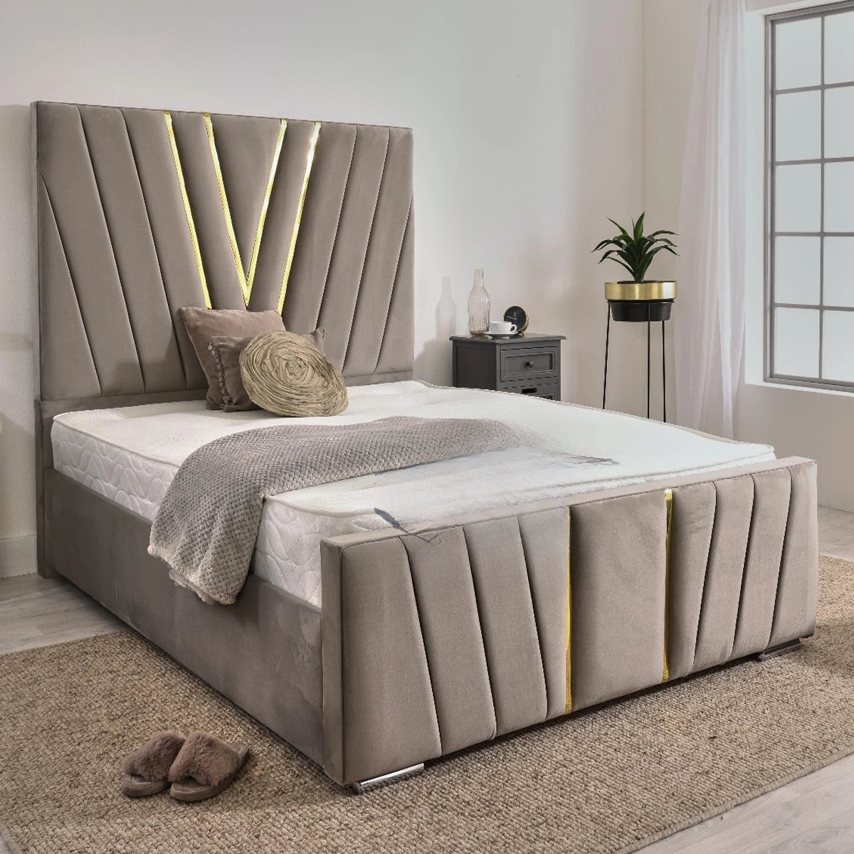 Designer Luxury V Lines Bed Frame - HN Future Beds
