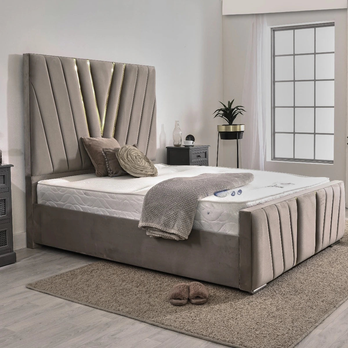 Designer Luxury V Lines Bed Frame - HN Future Beds