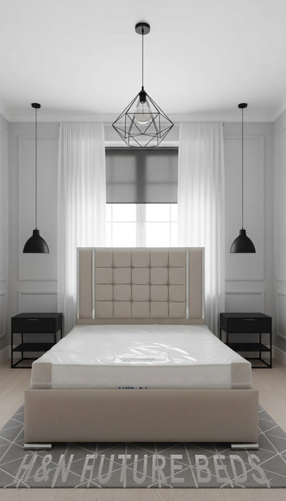 Bryce Multi Cube Bed Frame With Silver Strip | Different Storage Option Available