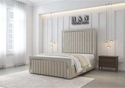 Phoenix Multi Panel Bed Frame With Silver Strip | Optional Storage Available
