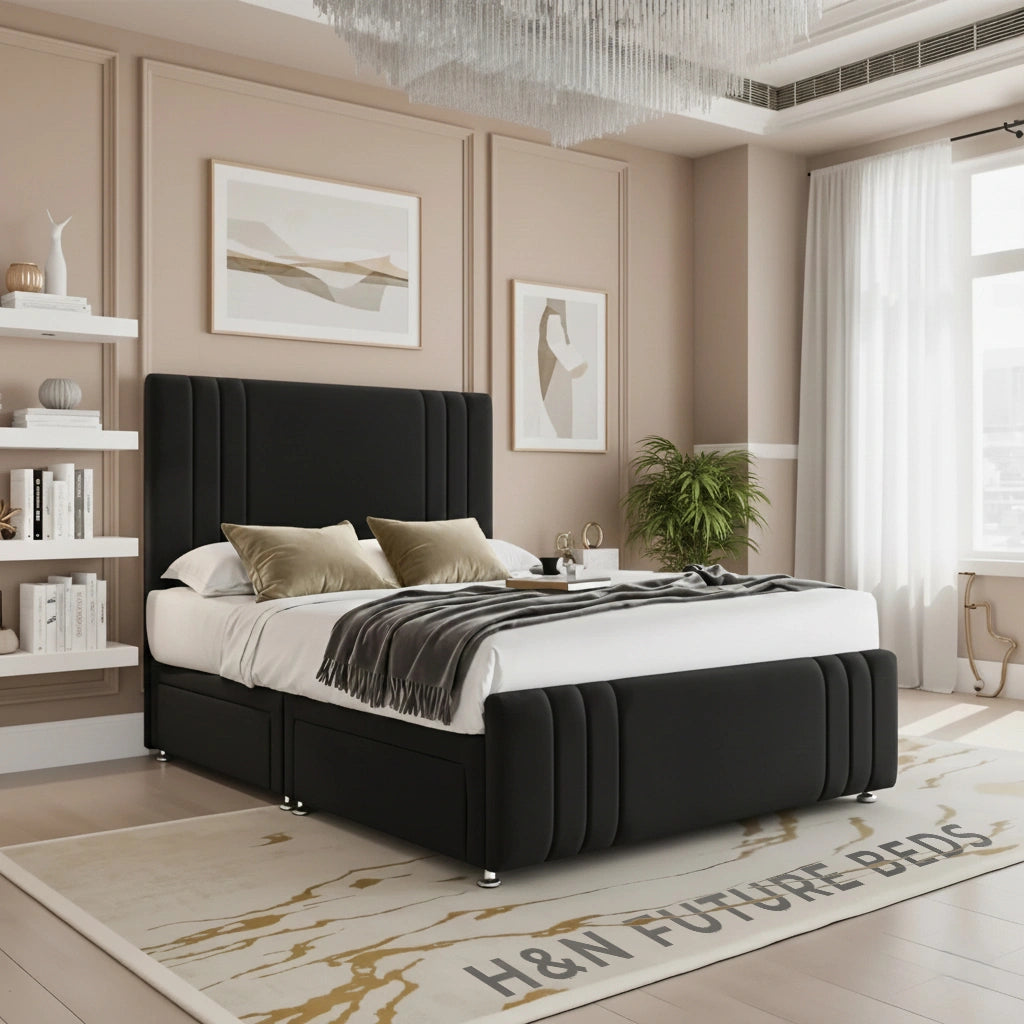 Rosewood Vertical Lined Divan Bed