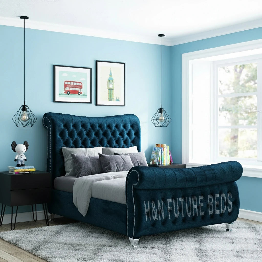 Amy Chesterfield Swan Bed Frame | Different Storage Option Available