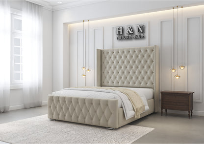 Alessandra Chesterfield Winged Bed Frame | Storage Option Available