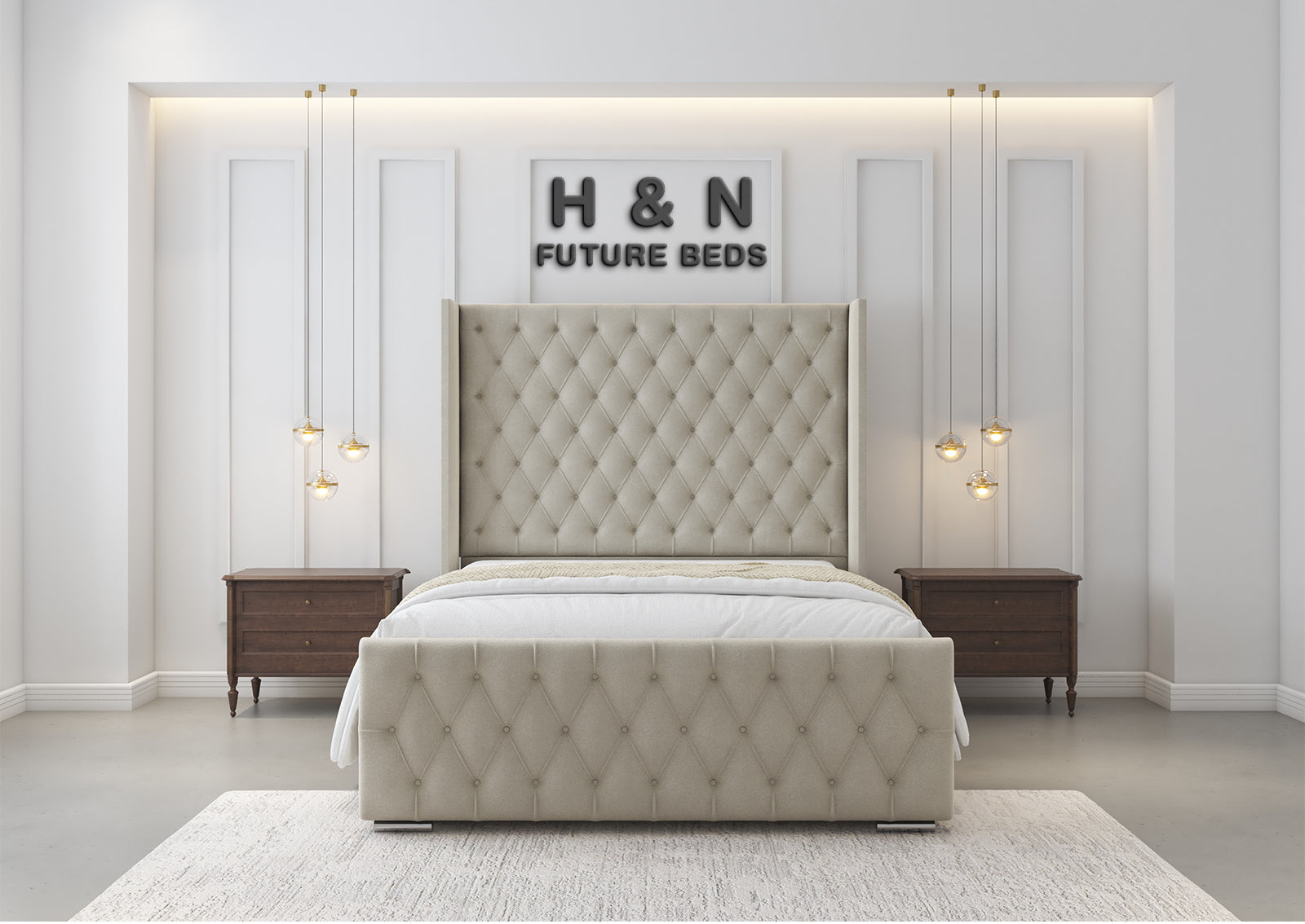 Alessandra Chesterfield Winged Bed Frame | Storage Option Available