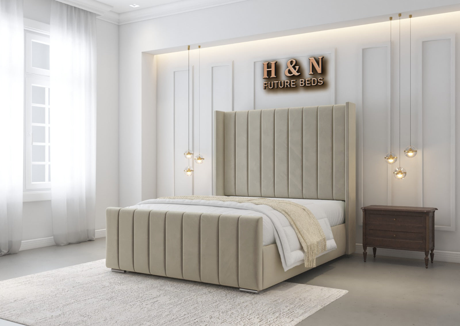 Valen Wingback Bed Frame | Storage Option Available