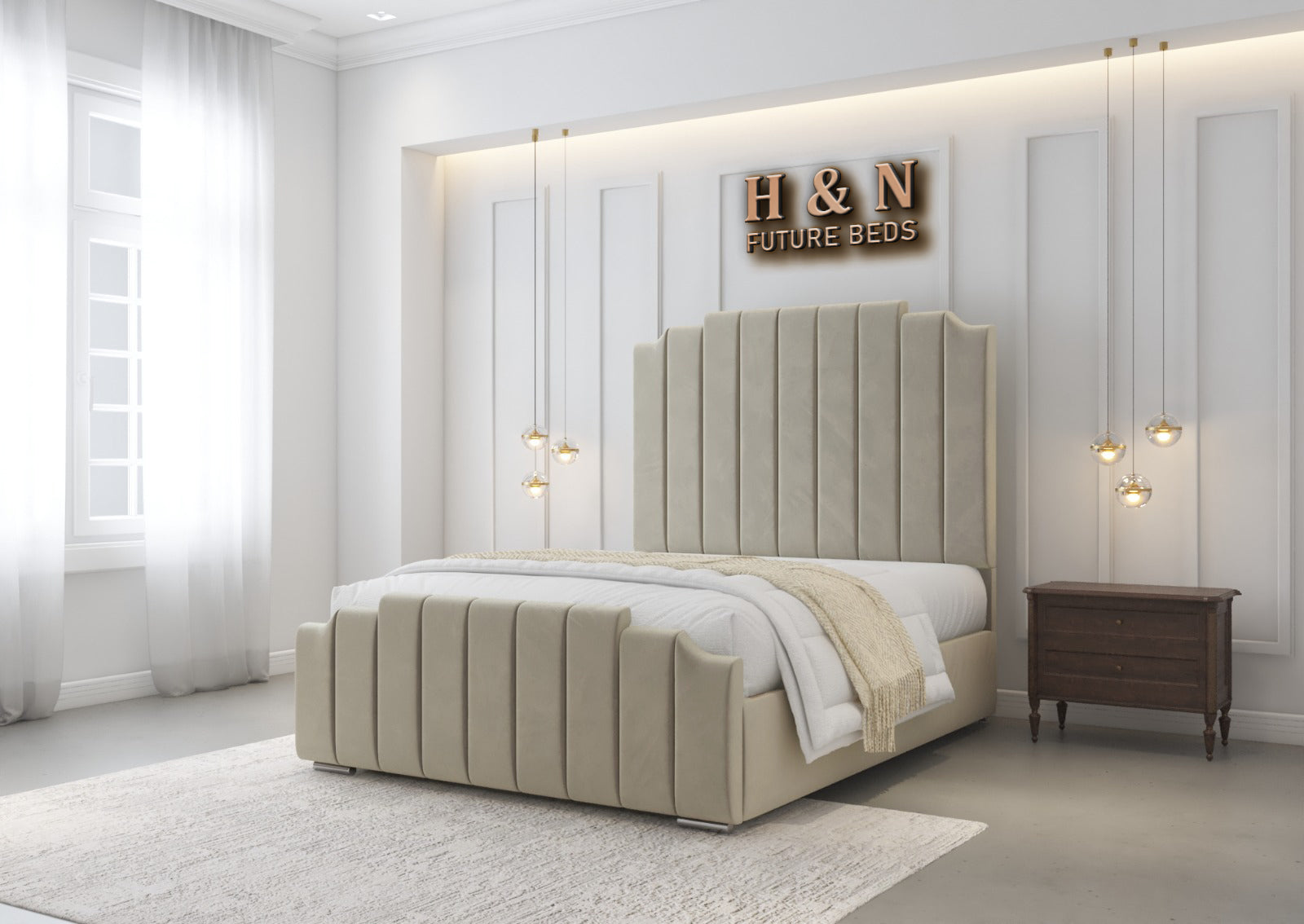 Allura Art Deco Style Bed Frame | Storage Option Available