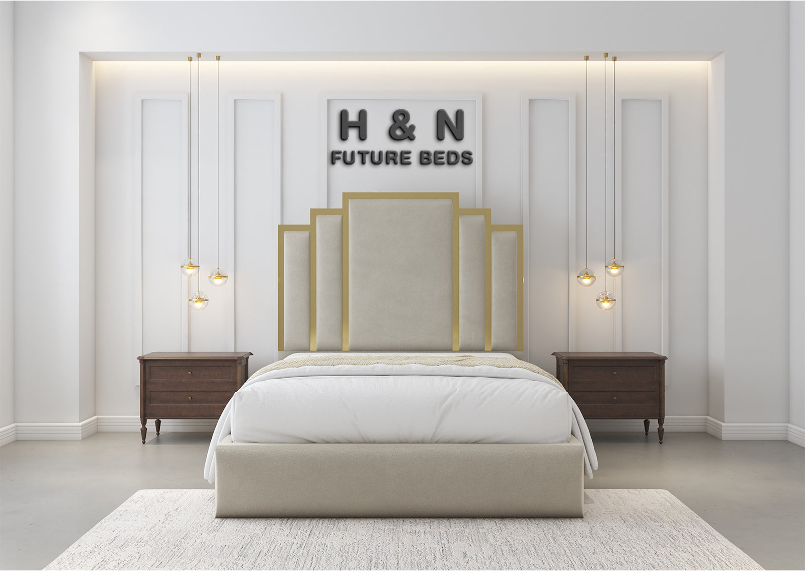 Daisy Crown Panel With Golden Strips | Optional Storage Available