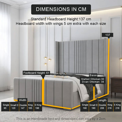 Skyler Winged Line Bed Frame | Storage Option Available