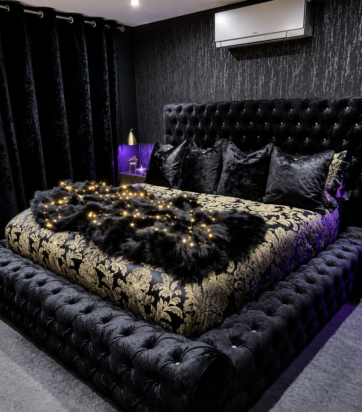 Luxury Black Crush Velvet Ambassador Bed Frame