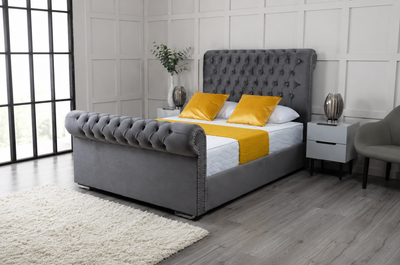2026 Luxury Anna Sleigh Chesterfield Bed
