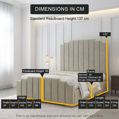 Allura Art Deco Style Bed Frame | Storage Option Available